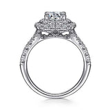 Gabriel & Co. Lexie ER10754W44JJ – 14K White Gold Cushion Double Halo Round Diamond Engagement Ring