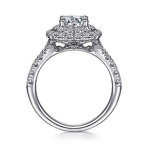 Gabriel & Co. Lexie ER10754W44JJ – 14K White Gold Cushion Double Halo Round Diamond Engagement Ring