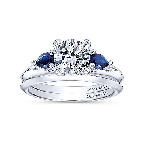 Gabriel & Co. Amerie ER10905W4JSA – 14K White Gold Sapphire and Diamond Engagement Ring
