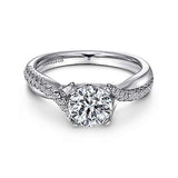 Gabriel & Co. Scout ER10951W44JJ – 14K White Gold Round Twisted Diamond Engagement Ring