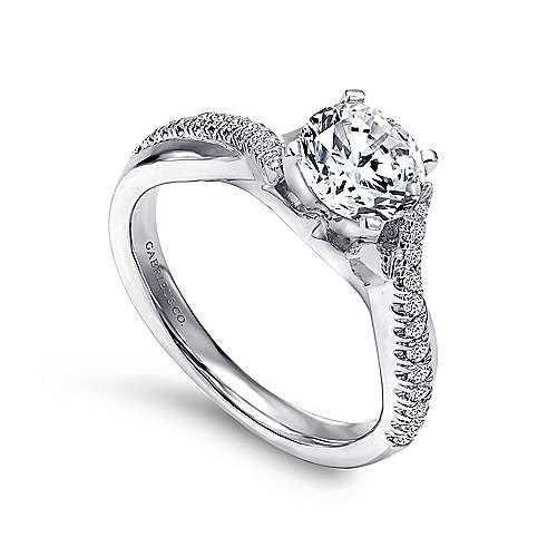Gabriel & Co. Scout ER10951W44JJ – 14K White Gold Round Twisted Diamond Engagement Ring