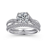 Gabriel & Co. Scout ER10951W44JJ – 14K White Gold Round Twisted Diamond Engagement Ring