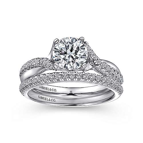 Gabriel & Co. Scout ER10951W44JJ – 14K White Gold Round Twisted Diamond Engagement Ring