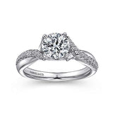 Gabriel & Co. Scout ER10951W44JJ – 14K White Gold Round Twisted Diamond Engagement Ring