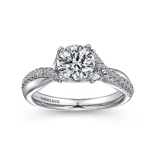 Gabriel & Co. Scout ER10951W44JJ – 14K White Gold Round Twisted Diamond Engagement Ring