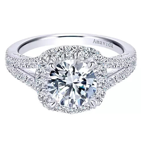 Gabriel & Co. ER11348R8W83JJ – 18K White Gold Round Halo Diamond Engagement Ring Setting (0.50 ct)