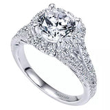 Gabriel & Co. ER11348R8W83JJ – 18K White Gold Round Halo Diamond Engagement Ring Setting (0.50 ct)