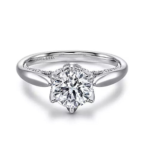 Gabriel & Co. ER11643R6W83JJ – 14K White Gold Round Halo Diamond Engagement Ring Setting (0.50 ct)