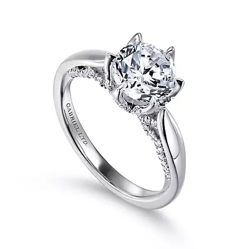 Gabriel & Co. ER11643R6W83JJ – 14K White Gold Round Halo Diamond Engagement Ring Setting (0.50 ct)