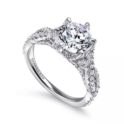Gabriel & Co. ER11644R6W83JJ 14K White Gold Round Diamond Engagement Ring with Twisted Shank