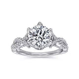 Gabriel & Co. ER11644R6W83JJ 14K White Gold Round Diamond Engagement Ring with Twisted Shank