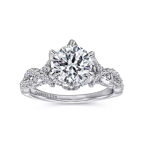 Gabriel & Co. ER11644R6W83JJ 14K White Gold Round Diamond Engagement Ring with Twisted Shank