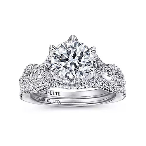 Gabriel & Co. ER11644R6W83JJ 14K White Gold Round Diamond Engagement Ring with Twisted Shank