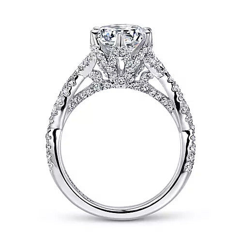 Gabriel & Co. ER11644R6W83JJ 14K White Gold Round Diamond Engagement Ring with Twisted Shank