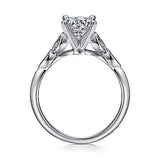 Gabriel & Co. Eliza ER11747R4W44JJ – Vintage Inspired 14K White Gold Split Shank Round Diamond Engagement Ring