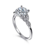 Gabriel & Co. Eliza ER11747R4W44JJ – Vintage Inspired 14K White Gold Split Shank Round Diamond Engagement Ring
