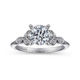 Gabriel & Co. Eliza ER11747R4W44JJ – Vintage Inspired 14K White Gold Split Shank Round Diamond Engagement Ring