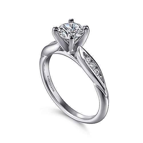 Gabriel & Co. Quinn ER11749R3W44JJ – 14K White Gold Round Diamond Engagement Ring
