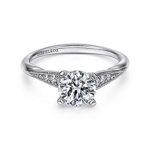 Gabriel & Co. Riley ER11750R4W44JJ – 14K White Gold Round Diamond Engagement Ring