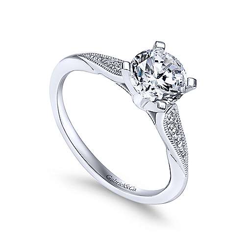 Gabriel & Co. Riley ER11750R4W44JJ – 14K White Gold Round Diamond Engagement Ring