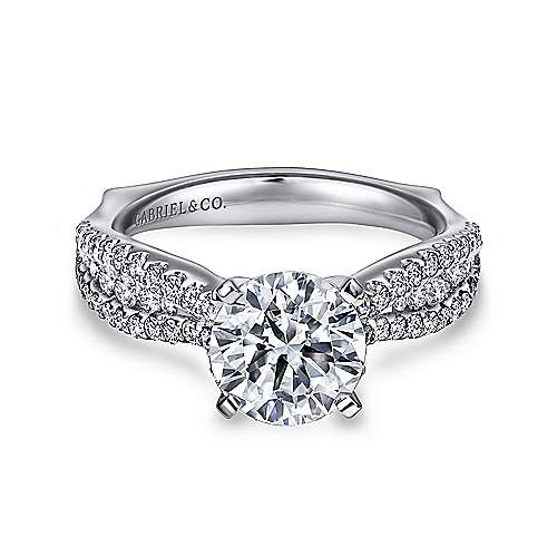 Gabriel & Co. Marley ER11829R6W44JJ – 14K White Gold Round Diamond Engagement Ring