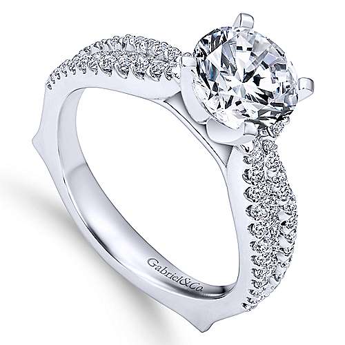 Gabriel & Co. Marley ER11829R6W44JJ – 14K White Gold Round Diamond Engagement Ring