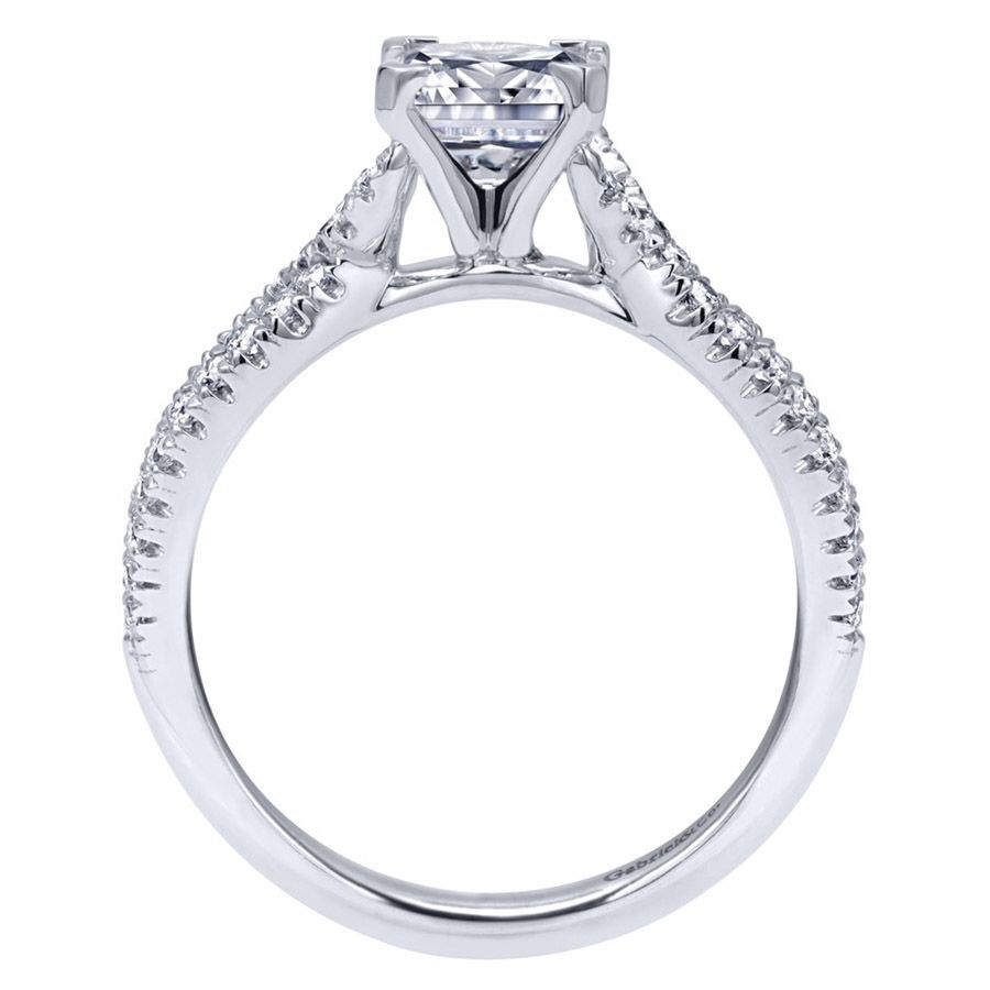 Gabriel & Co. ER11887S4W44JJ 14K White Gold Twisted Shank Princess Cut Engagement Ring – Contemporary Semi-Mount