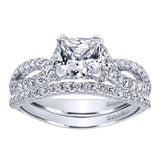 Gabriel & Co. ER11887S4W44JJ 14K White Gold Twisted Shank Princess Cut Engagement Ring – Contemporary Semi-Mount