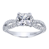 Gabriel & Co. ER11887S4W44JJ 14K White Gold Twisted Shank Princess Cut Engagement Ring – Contemporary Semi-Mount