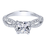 Gabriel & Co. ER11887S4W44JJ 14K White Gold Twisted Shank Princess Cut Engagement Ring – Contemporary Semi-Mount