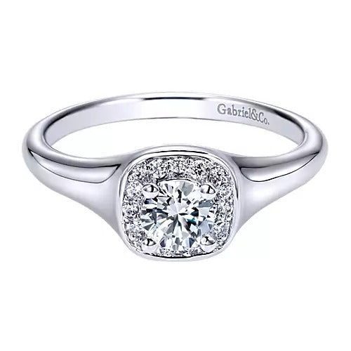 Gabriel & Co. ER11902R0W44JJ Pose 14K White Gold Round Halo Diamond Engagement Ring – Split Shank Semi-Mount