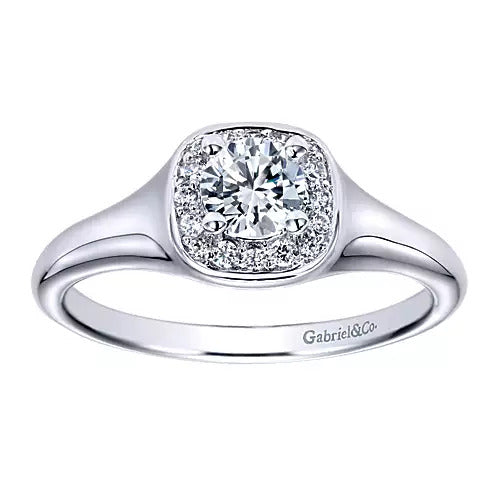 Gabriel & Co. ER11902R0W44JJ Pose 14K White Gold Round Halo Diamond Engagement Ring – Split Shank Semi-Mount