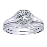 Gabriel & Co. ER11902R0W44JJ Pose 14K White Gold Round Halo Diamond Engagement Ring – Split Shank Semi-Mount