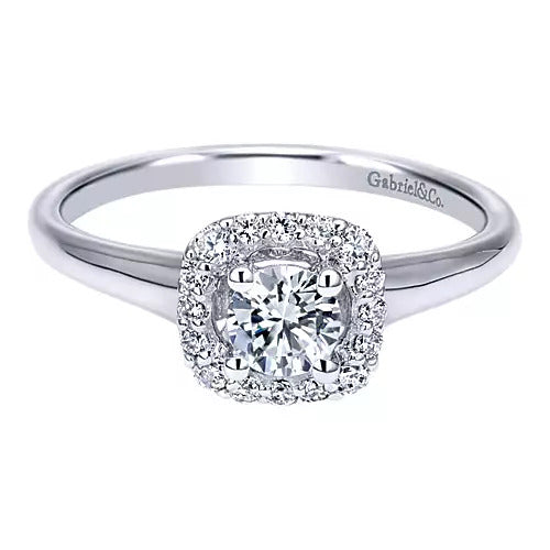 Gabriel & Co. ER11928R0W44JJ Courage 14K White Gold Round Halo Diamond Engagement Ring – Complete Bridal Ring