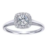 Gabriel & Co. ER11928R0W44JJ Courage 14K White Gold Round Halo Diamond Engagement Ring – Complete Bridal Ring