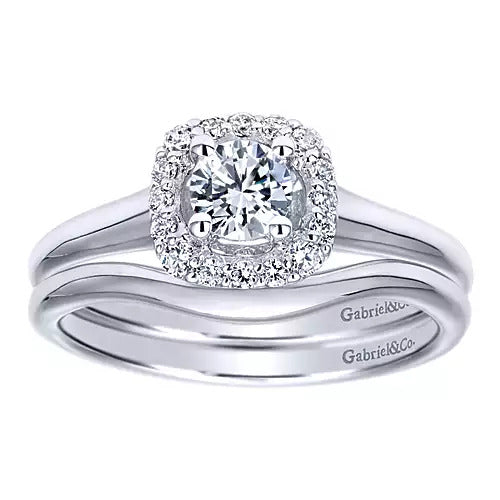Gabriel & Co. ER11928R0W44JJ Courage 14K White Gold Round Halo Diamond Engagement Ring – Complete Bridal Ring