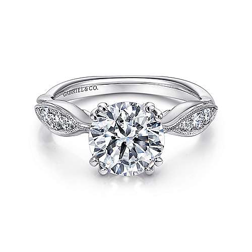 Gabriel & Co. Rosa ER12132R6W83JJ – 18K White Gold Round Diamond Engagement Ring