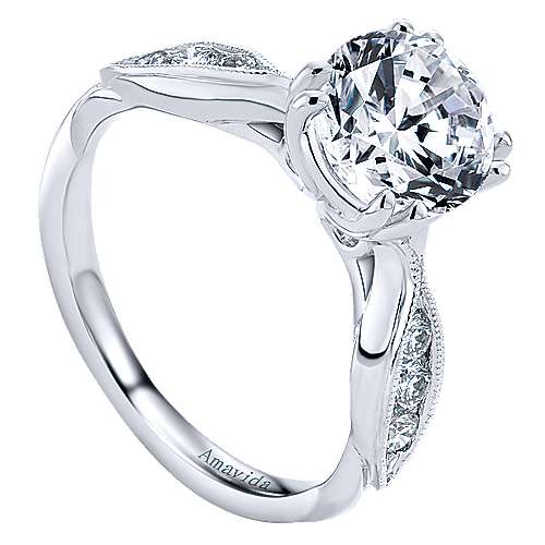 Gabriel & Co. Rosa ER12132R6W83JJ – 18K White Gold Round Diamond Engagement Ring