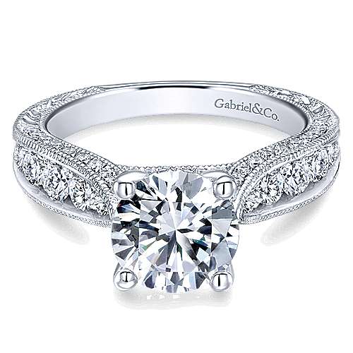 Gabriel & Co. Betsy ER12311R6W44JJ – 14K White Gold Round Diamond Engagement Ring