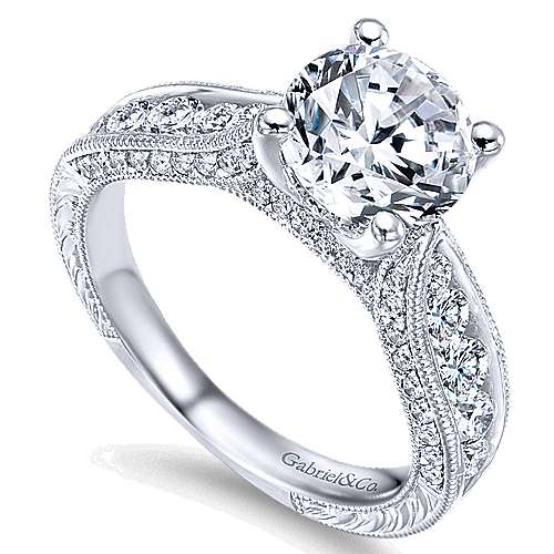 Gabriel & Co. Betsy ER12311R6W44JJ – 14K White Gold Round Diamond Engagement Ring