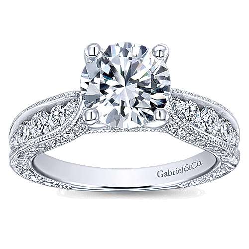 Gabriel & Co. Betsy ER12311R6W44JJ – 14K White Gold Round Diamond Engagement Ring