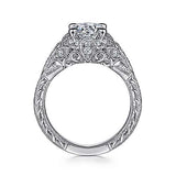 Gabriel & Co. ER12579R4W44JJ Annadale – Unique 14K White Gold Vintage Inspired Diamond Halo Engagement Ring
