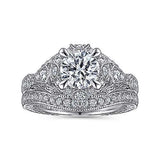Gabriel & Co. ER12579R4W44JJ Annadale – Unique 14K White Gold Vintage Inspired Diamond Halo Engagement Ring
