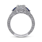 Gabriel & Co. ER12582R4W44SA Chrystie – 14K White Gold Round Sapphire and Diamond Engagement Ring