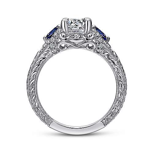 Gabriel & Co. ER12582R4W44SA Chrystie – 14K White Gold Round Sapphire and Diamond Engagement Ring
