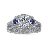 Gabriel & Co. ER12582R4W44SA Chrystie – 14K White Gold Round Sapphire and Diamond Engagement Ring