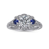 Gabriel & Co. ER12582R4W44SA Chrystie – 14K White Gold Round Sapphire and Diamond Engagement Ring