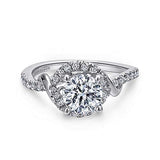 Gabriel & Co. Gigi ER12595R4W44JJ – 14K White Gold Round Halo Diamond Engagement Ring