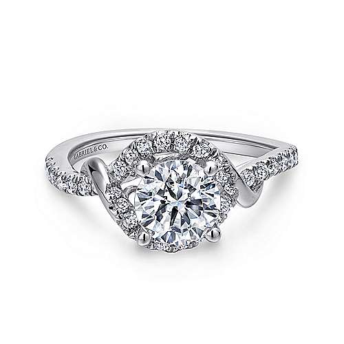 Gabriel & Co. Gigi ER12595R4W44JJ – 14K White Gold Round Halo Diamond Engagement Ring