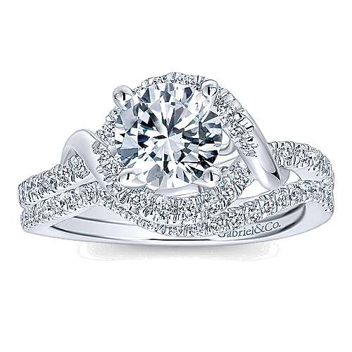 Gabriel & Co. Gigi ER12595R4W44JJ – 14K White Gold Round Halo Diamond Engagement Ring